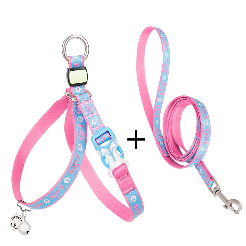 Adjustable Pet Harness Vest With Bell And Leash