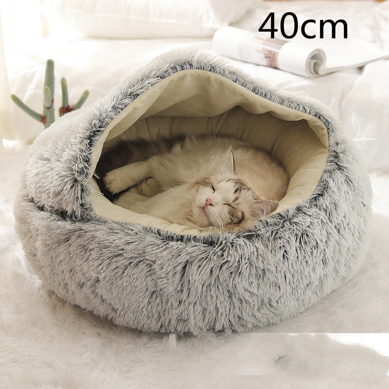 2-in-1 Round Plush Pet Winter Bed Soft Warm