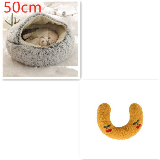 2-in-1 Round Plush Pet Winter Bed Soft Warm