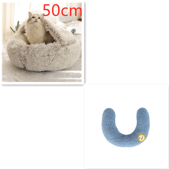 2-in-1 Round Plush Pet Winter Bed Soft Warm