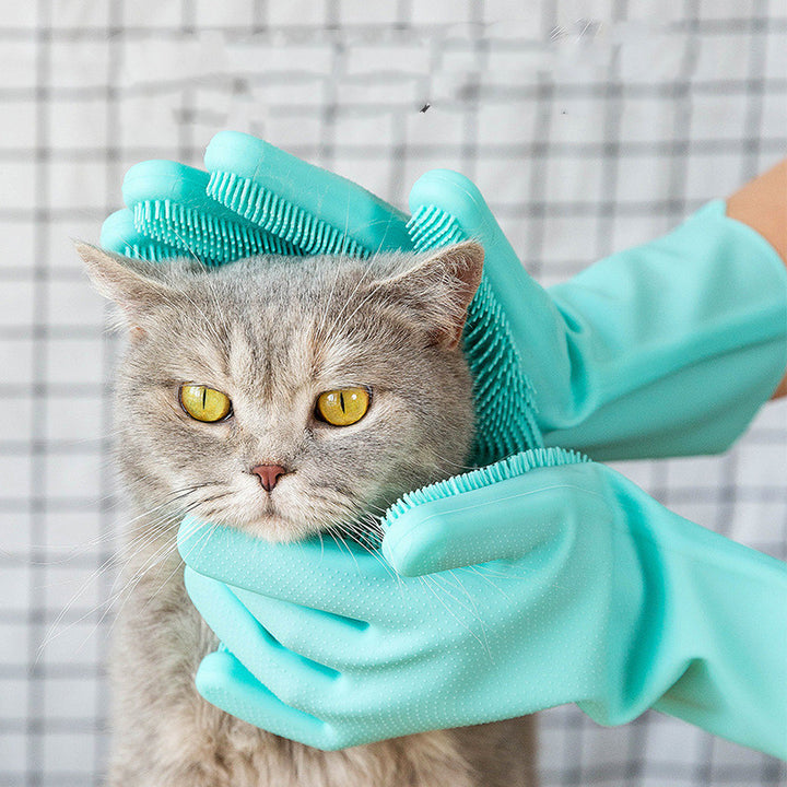 Pet Grooming Brush Silicone Hair Removal Massage Glove