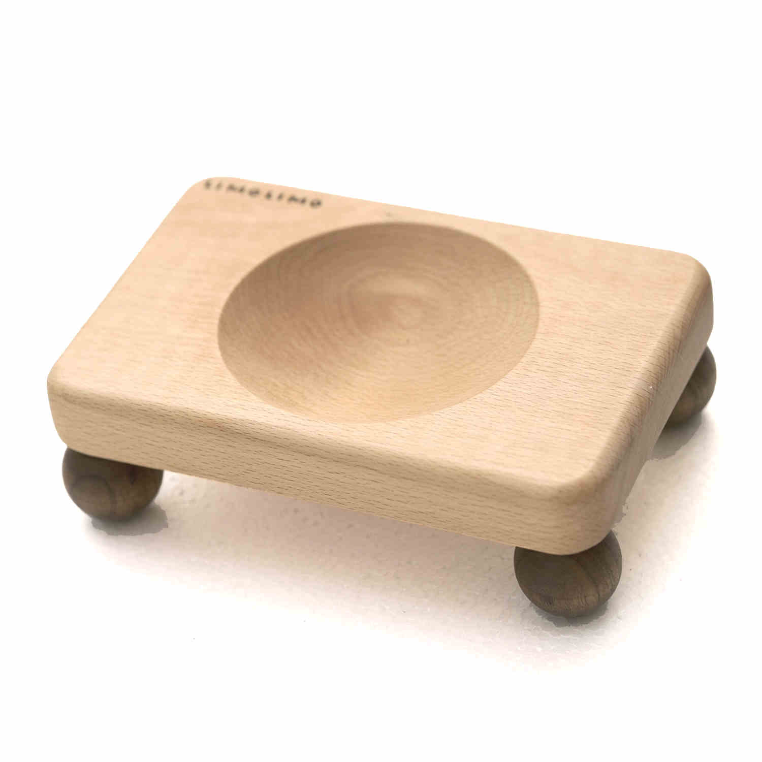 Solid Wood Base Ceramic Pet Feeding Bowl