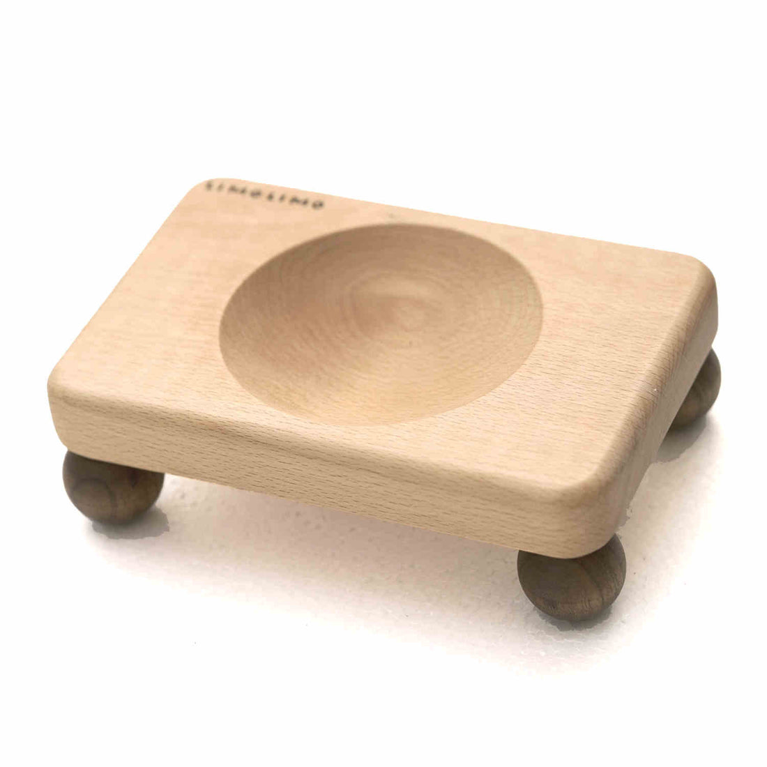 Solid Wood Base Ceramic Pet Feeding Bowl