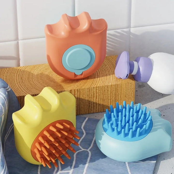 Pet Bath and Massage Grooming Brush With Shampoo Holder