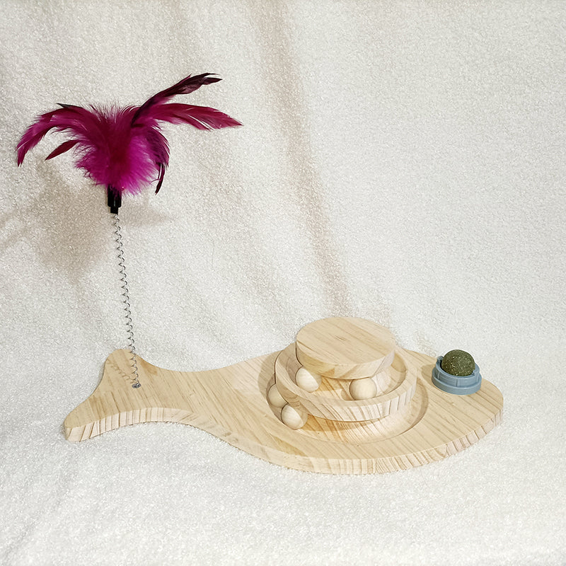Solid Wood Pet Cat Turntable Bite-Resistant Toy