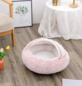2-in-1 Round Plush Pet Winter Bed Soft Warm