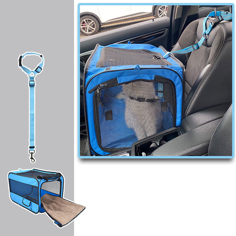 Portable Folding Pet Carrier Bag With Safety Zippers