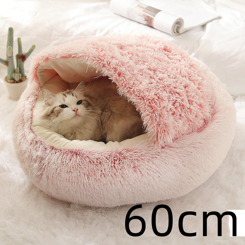 2-in-1 Round Plush Pet Winter Bed Soft Warm
