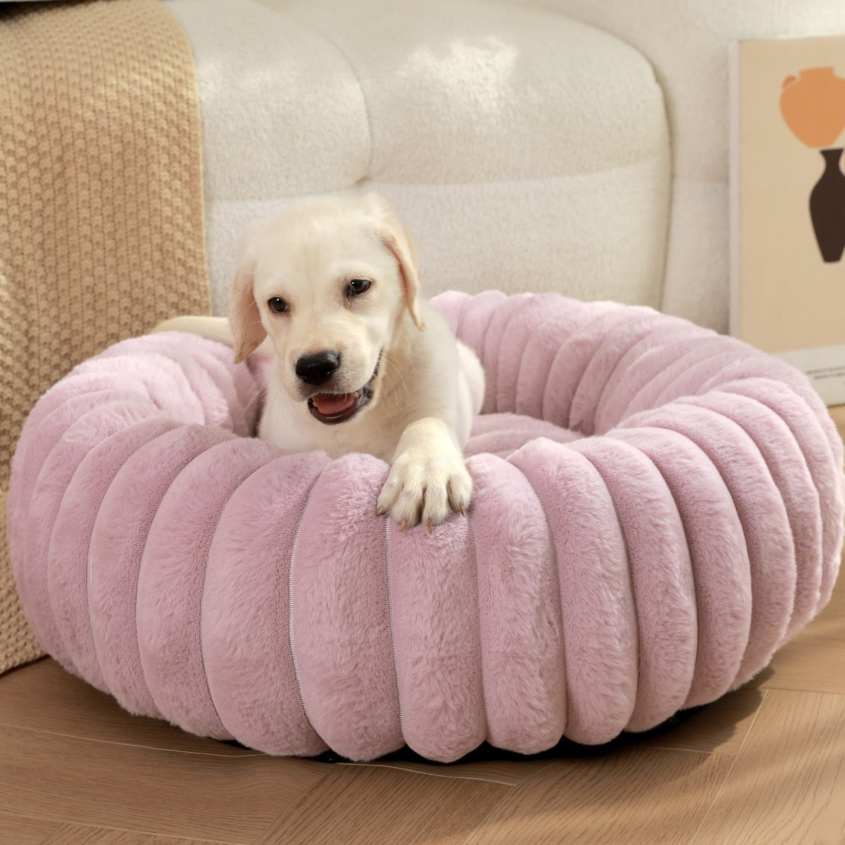 Plush Round Pet Nest Warm Winter Bed
