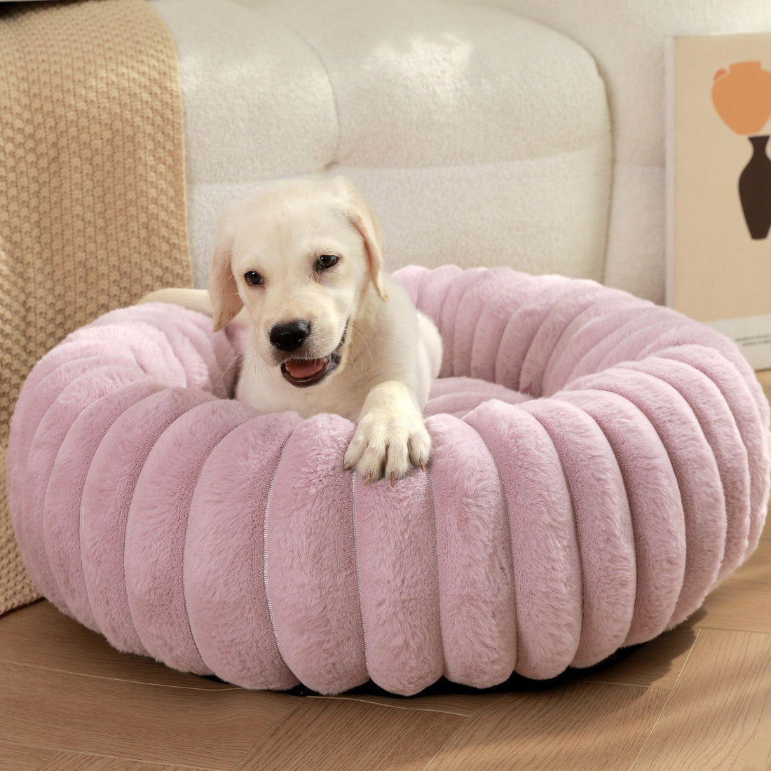 Plush Round Pet Nest Warm Winter Bed