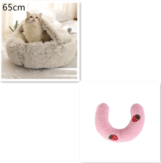 2-in-1 Round Plush Pet Winter Bed Soft Warm