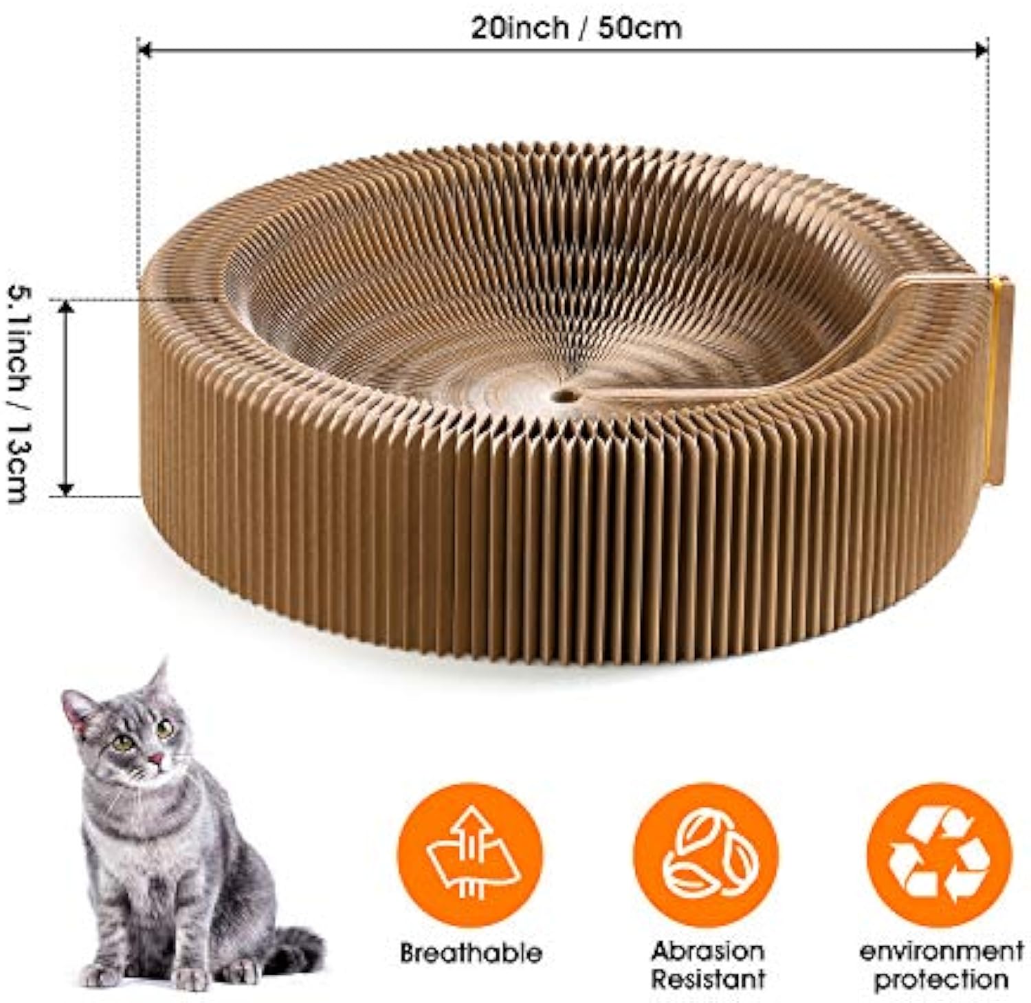 Collapsible Round Cat Scratcher Lounge Bed Indoor Pet
