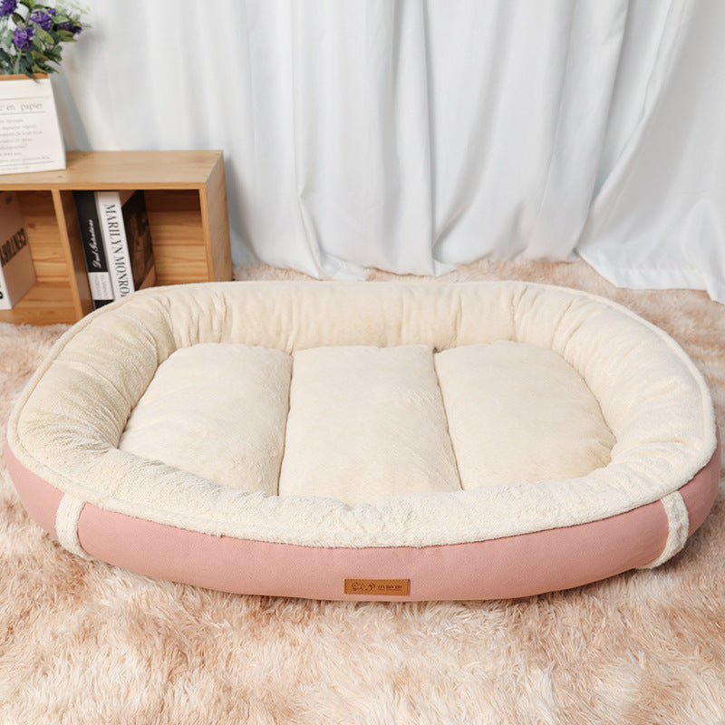 Linen Round Pet Bed Non-Slip Mat