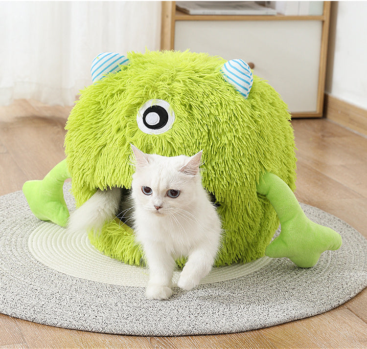 Fluffy Round Calming Pet Bed Non-Slip Plush