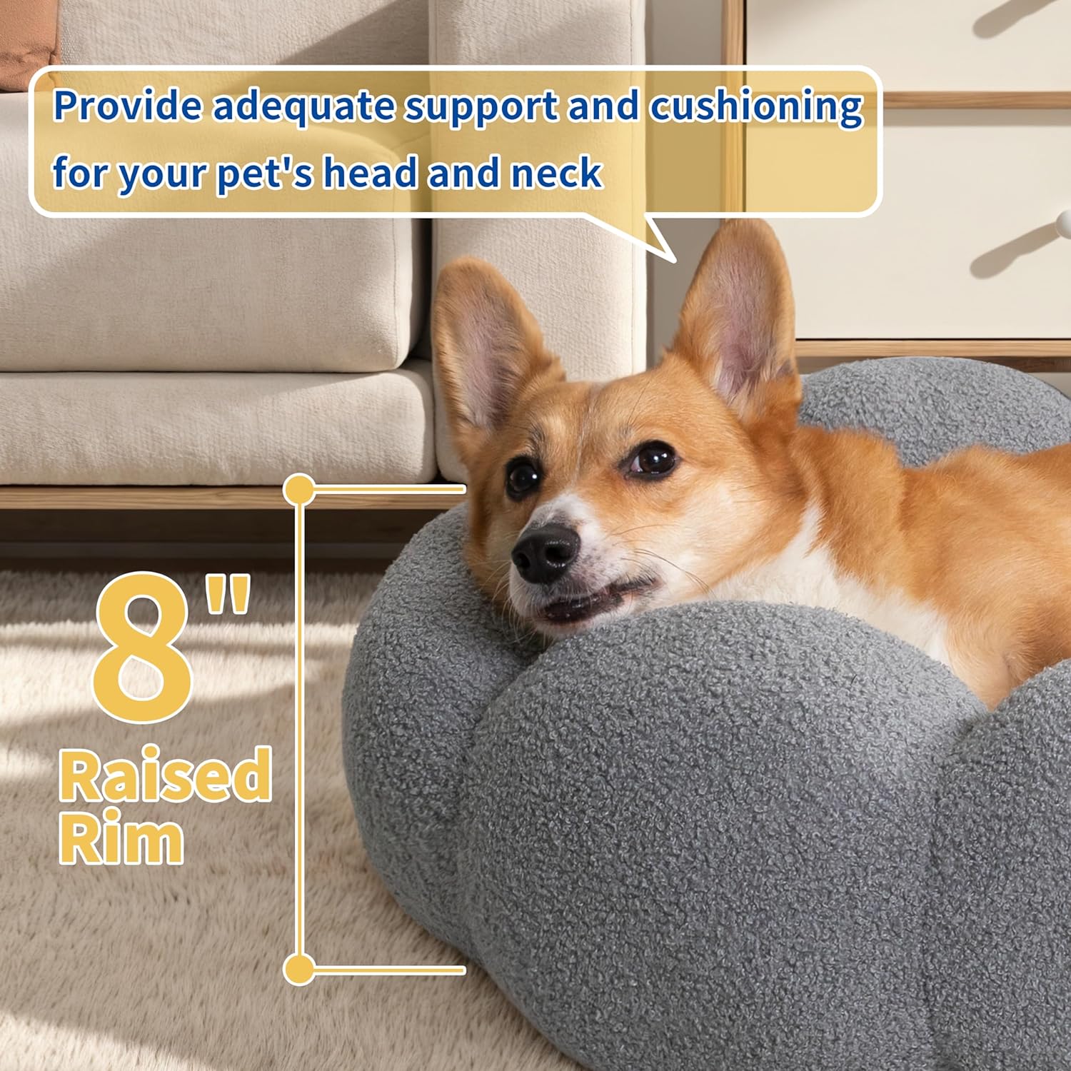 Fluffy Round Plush Pet Calming Bed Non-Slip