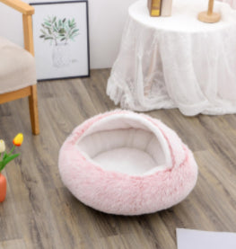 2-in-1 Round Plush Pet Winter Bed Soft Warm