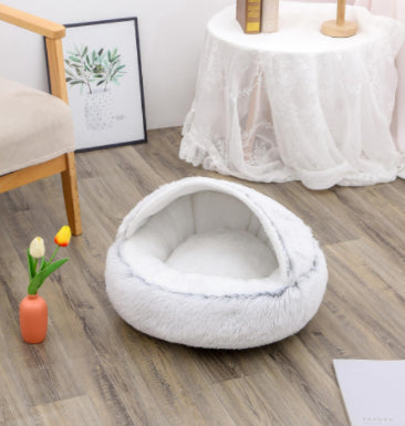 2-in-1 Round Plush Pet Winter Bed Soft Warm