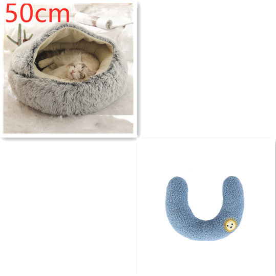 2-in-1 Round Plush Pet Winter Bed Soft Warm