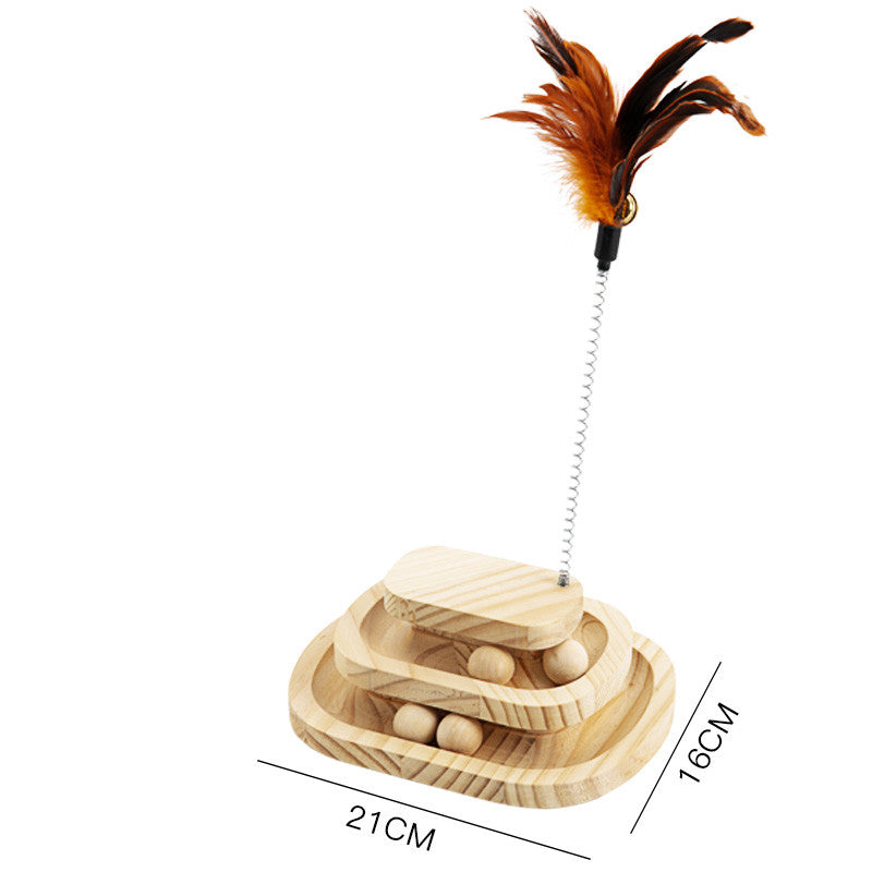 Solid Wood Pet Cat Turntable Bite-Resistant Toy