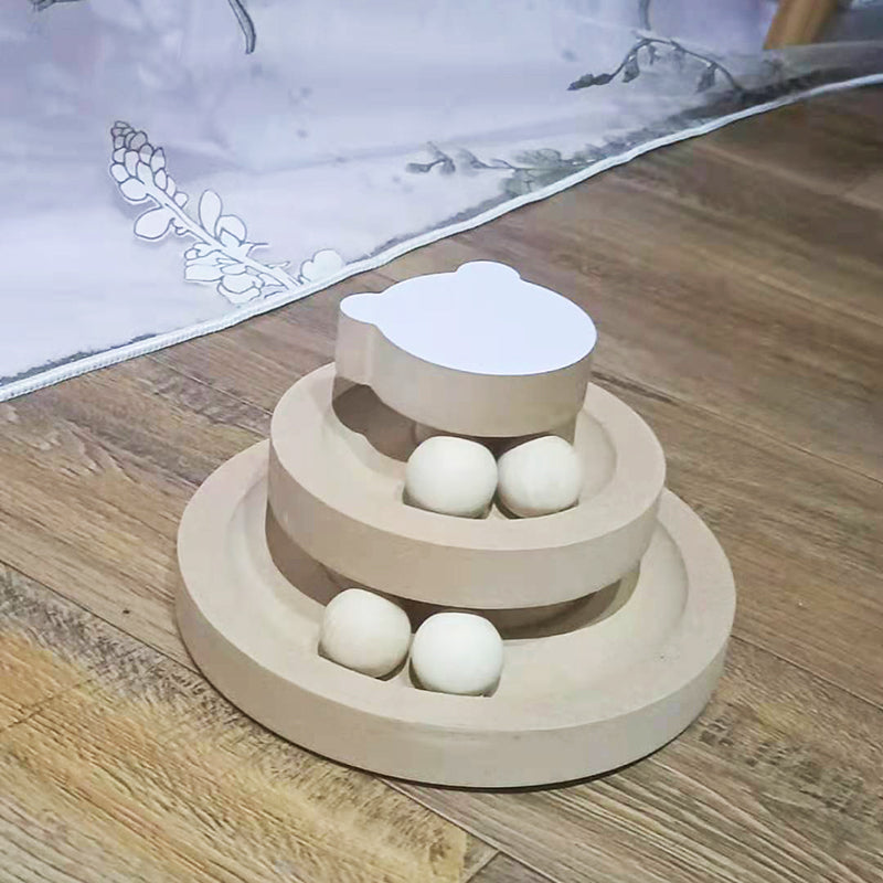Solid Wood Pet Cat Turntable Bite-Resistant Toy