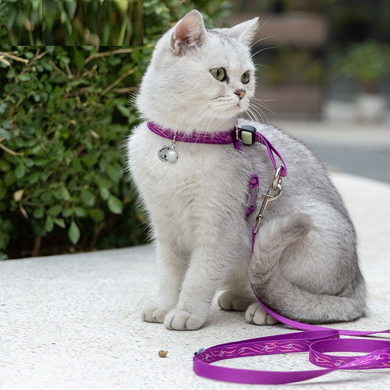 Adjustable Pet Harness Vest With Bell And Leash
