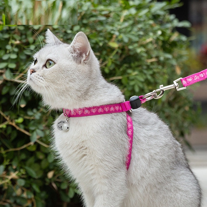 Adjustable Pet Harness Vest With Bell And Leash
