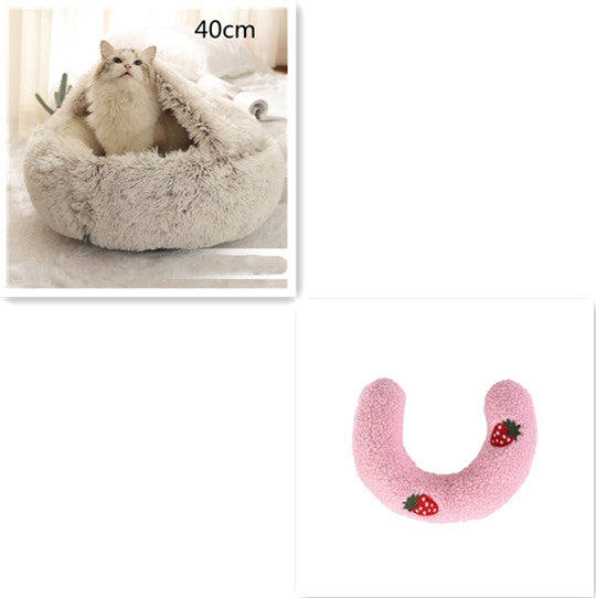 2-in-1 Round Plush Pet Winter Bed Soft Warm