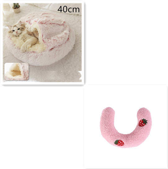 2-in-1 Round Plush Pet Winter Bed Soft Warm